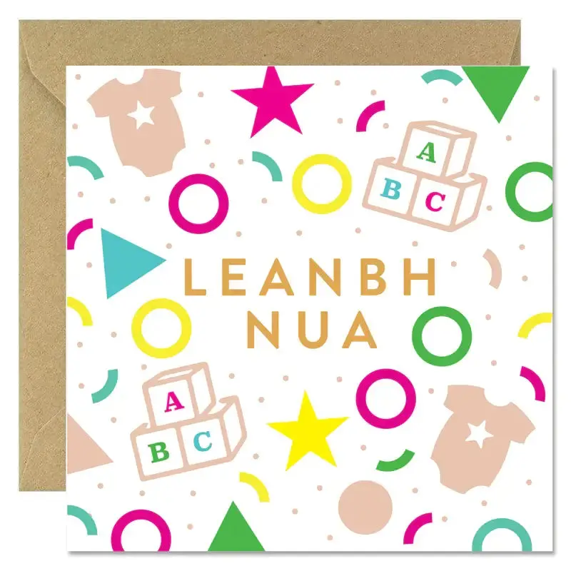Bold Bunny Greeting Card: ‘Leanbh Nua’ In Irish 1