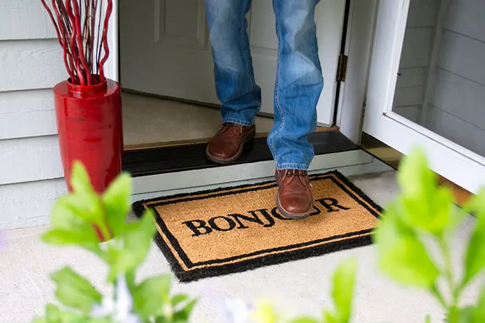 Bonjour-Themed Vinyl-Coated Coir Entry Mat 1