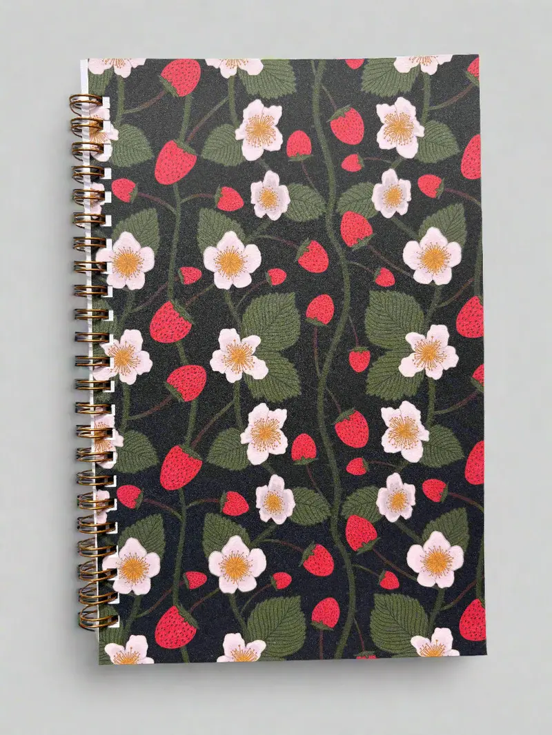 Botanical Wild Strawberry Spiral Notebook 1