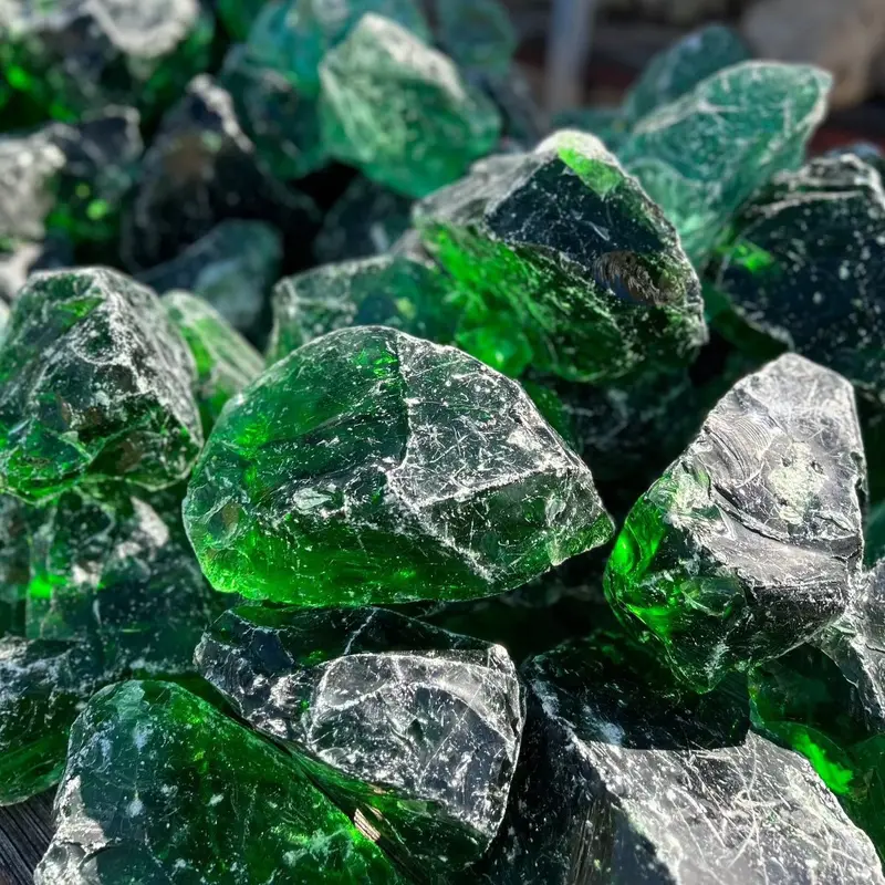 Bulk Dark Green Slag Glass – 50-Pound Wholesale Lot For Crafters 1