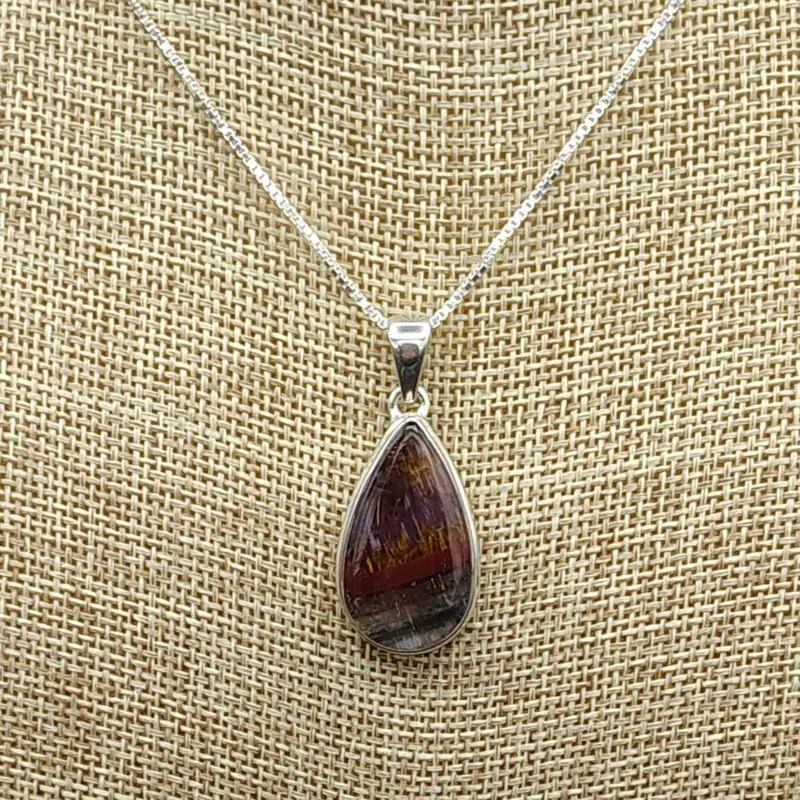 Cacoxenite Amethyst Teardrop Pendant On Chain 1