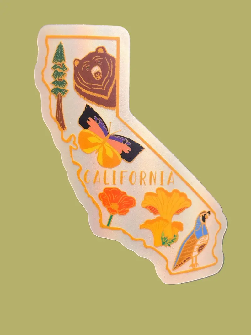 California Icons Die-Cut State Vinyl Sticker 1