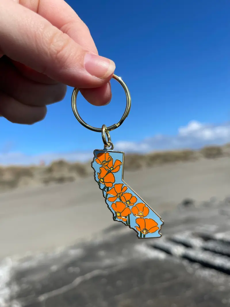 California Poppy Enamel Keychain Charm 1