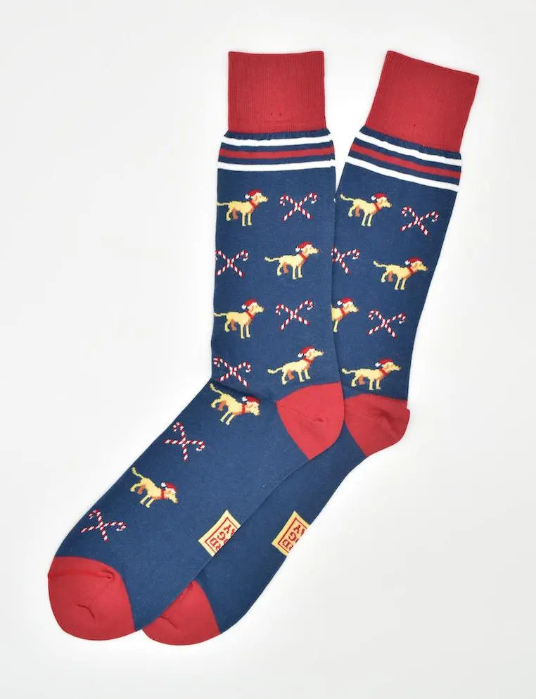 Candy Canines Blue Patterned Socks – Playful Dog Lover Gift 1