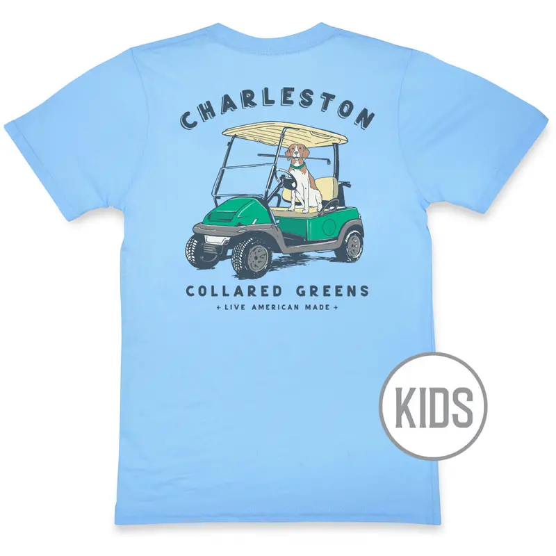 Carolina-Print Kids’ Short Sleeve T-Shirt – 'Canine Caddy Charleston' 1