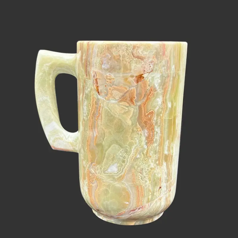 Carved Onyx Mug – Multicolor Orange, Cream & Brown Design 1