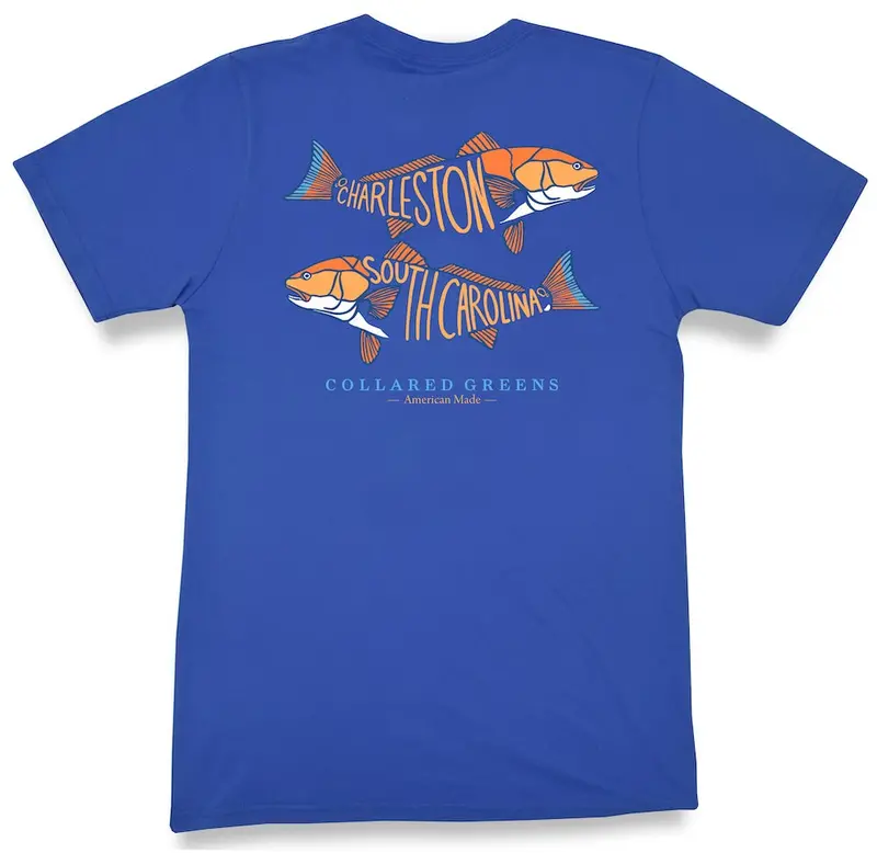 Charleston Red Fish Short-Sleeve Tee In Headwater Blue Cotton 1