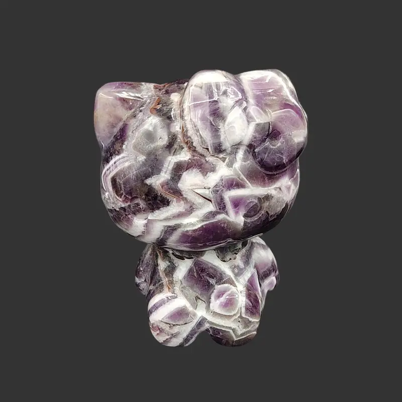 Chevron Amethyst Hello Kitty Sculpture – Whimsical Crystal Gift 1