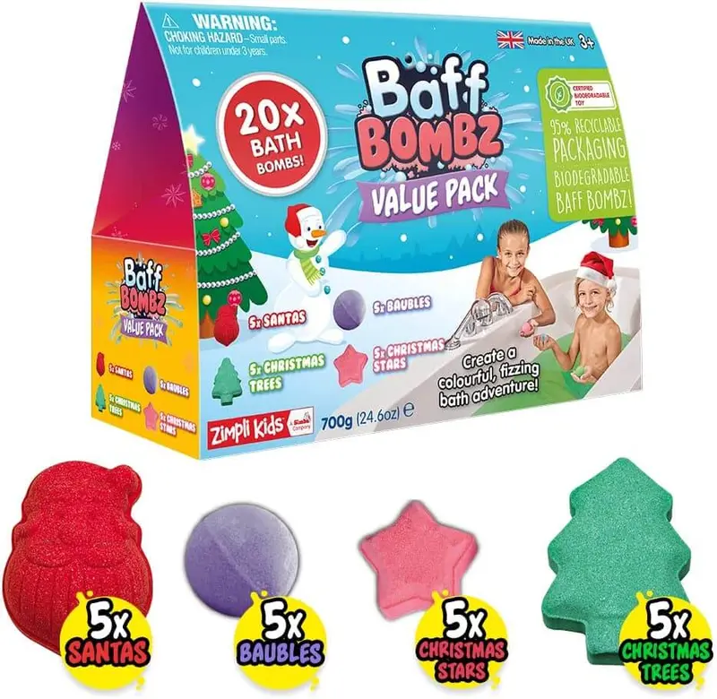 Christmas Baff Bombz – 20-Piece Glow & Fizz Bath Bomb Bundle 1