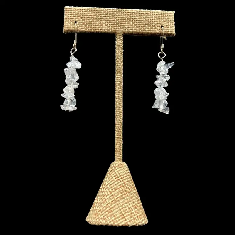 Clear Quartz Chip Beaded Dangle Earrings – Light-Catching Crystal Drops 1