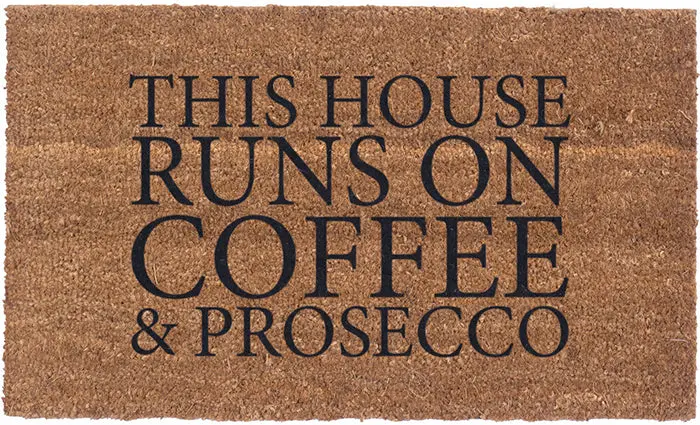 Coffee & Prosecco Dual-Theme Doormat – Elegant Coir Design 1