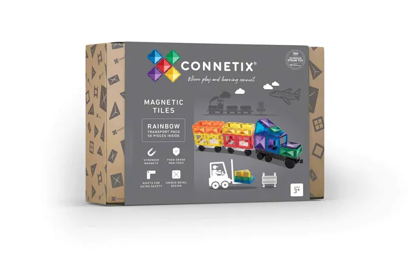 Connetix Rainbow Transport Set – 50-Piece Magnetic Construction Kit 1