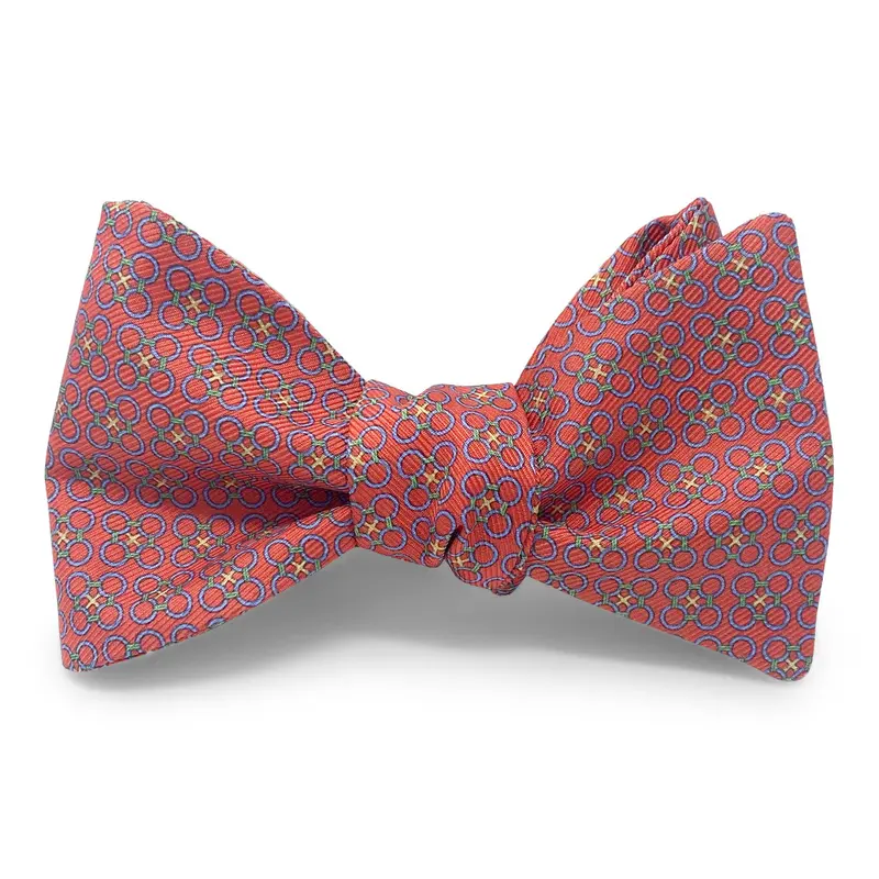 Coral Circle Cross Pattern Hair Bow 1
