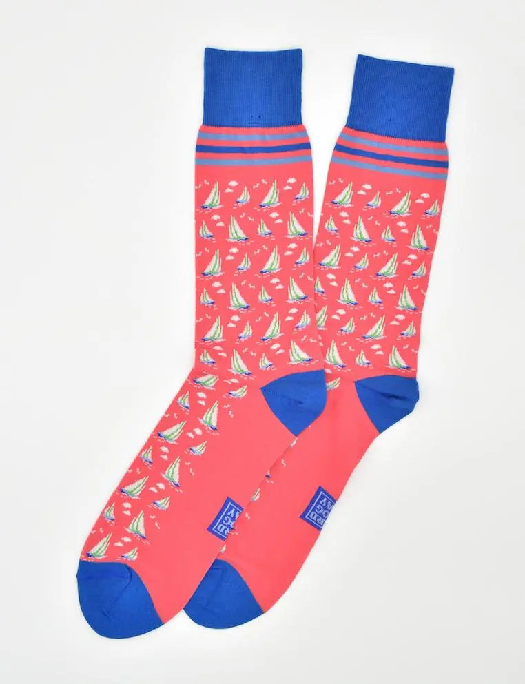 Coral Royal Regatta Patterned Socks 1