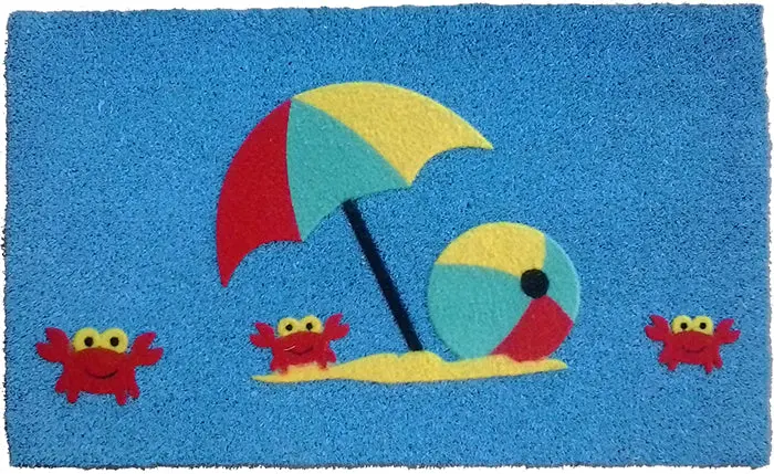 Crab At The Beach Nautical Pvc Doormat 1