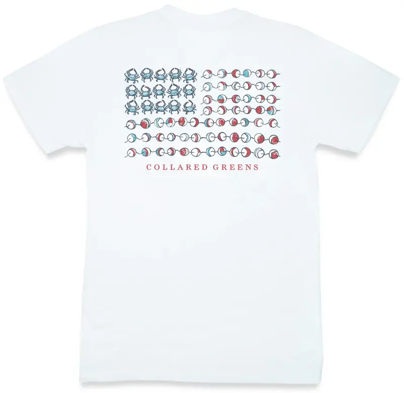 Crab Flag Short-Sleeve Tee In Pure White Cotton 1