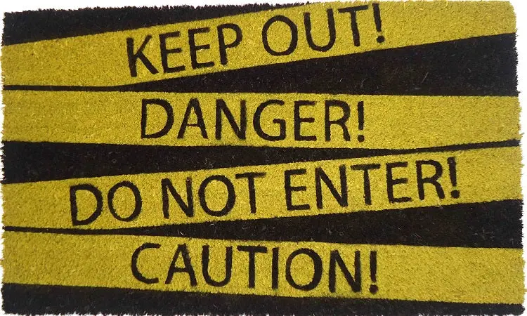 Danger: Do Not Enter – Bold Vinyl-Coir Doormat 1