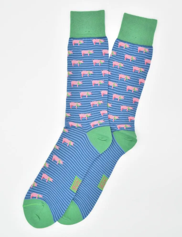Dapper Pigs Blue Socks 1