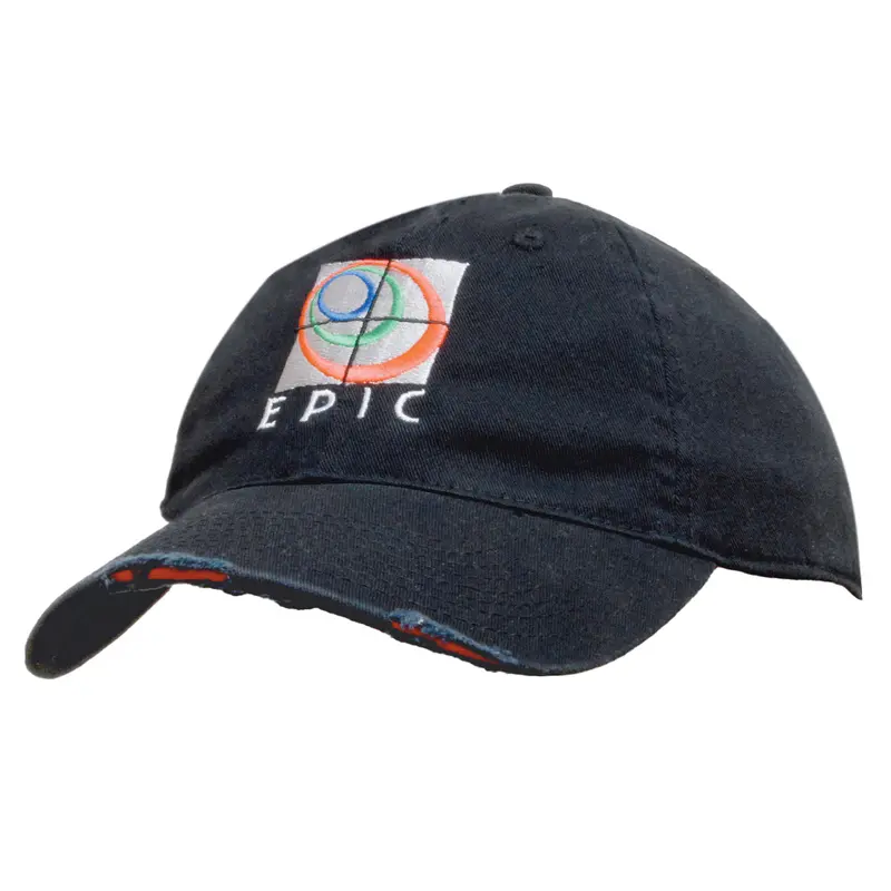 Distressed-Chino 6-Panel Cap – Vintage-Inspired Flat Brim & Custom Embroidery 1