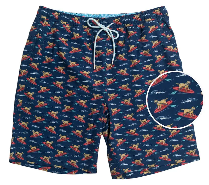 Doggy Paddle Navy Swim Trunks 1
