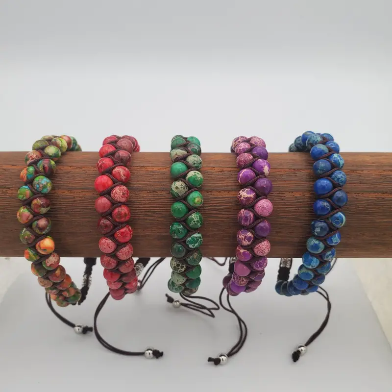 Double-Strand Jasper Beaded Bracelet – Flexible Fit 1