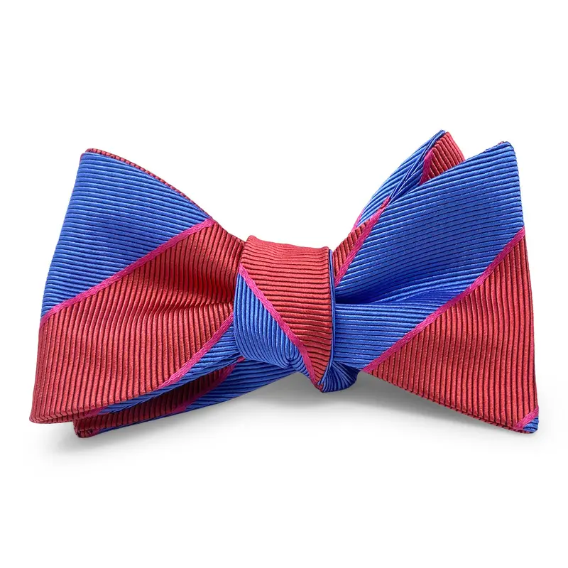 Dover Stripe Hair Bow In Navy And Scarlet 1