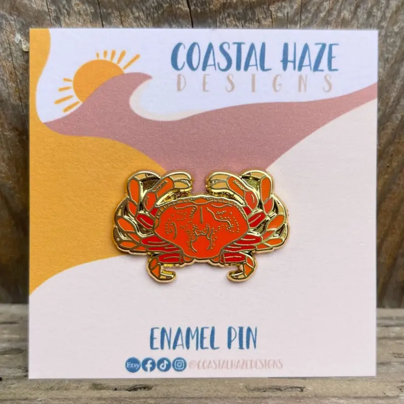 Dungeness Crab Enamel Pin – Hand-Enamelled Seafood Accent 1