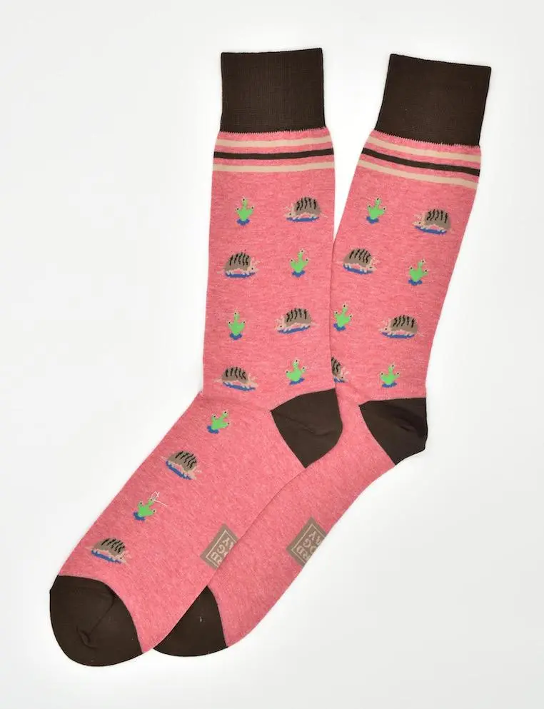 Dusty Pink Armadillo Crossing Socks – Unique Southwestern Animal Motif 1