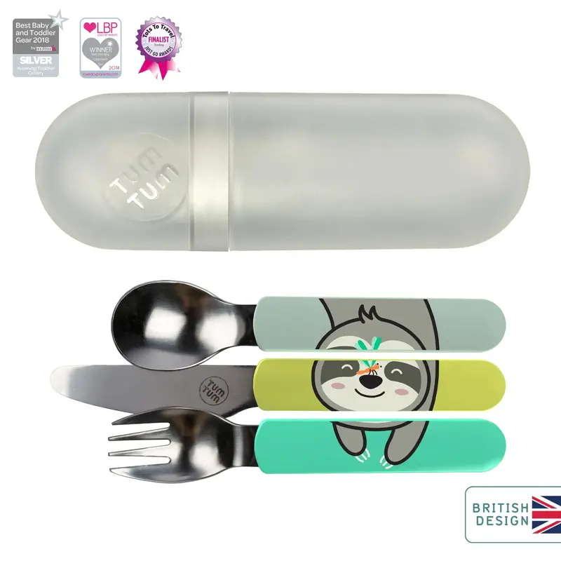 Easy-Scoop Toddler Cutlery Set With Travel Case – Stanley The Sloth Theme 1