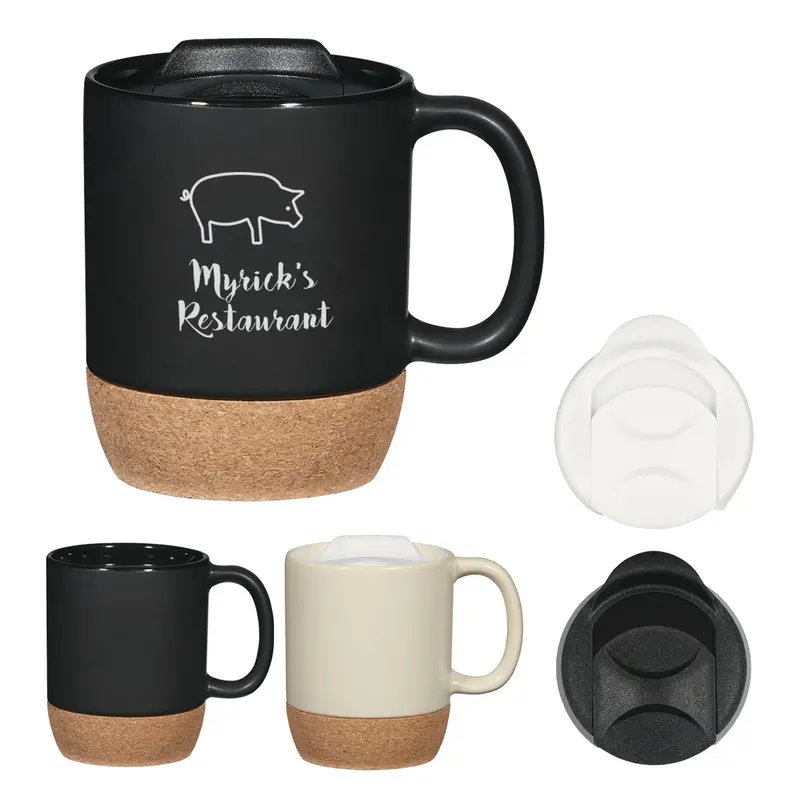 Eco-Chic 14Oz Ceramic Mug With Sustainable Cork Bottom 1