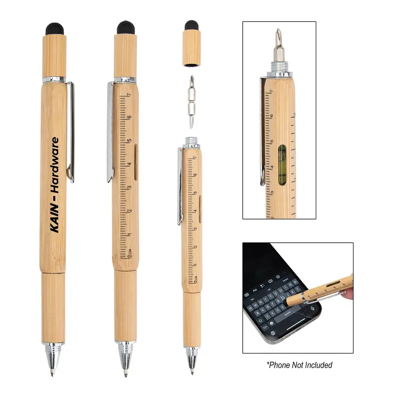 Eco-Conscious Bamboo Multi-Tool Pen With 4 Practical Features 1