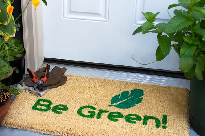 Eco-Conscious 'Be Green' Handwoven Coconut Mat 1