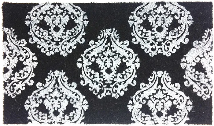 Elegant Damask-Print Coco Mat With Vinyl Backing 1