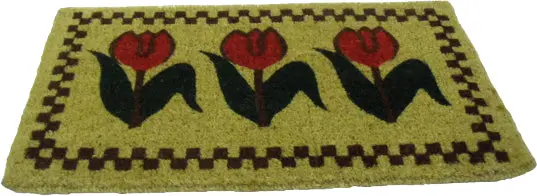 Elegant Tulip-Print Coconut Fiber Doormat 1