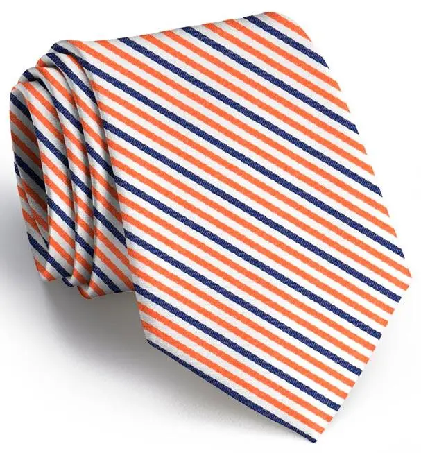 Emmet Stripe Boys' Tie In Orange And Navy 1