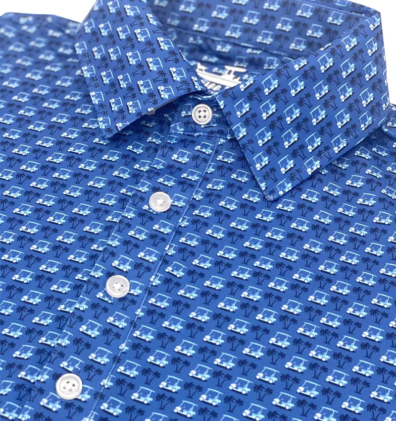 Fairway Fliers Upcycled Golf Polo In Mid-Blue Recycled Fabric 1