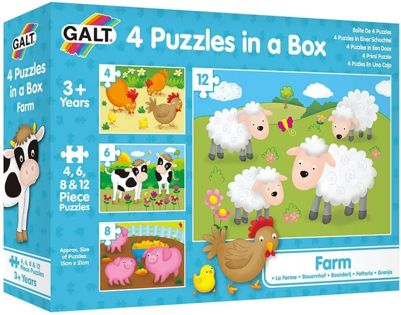 Farm-Themed Puzzle Box – 4 Wooden Puzzles 1