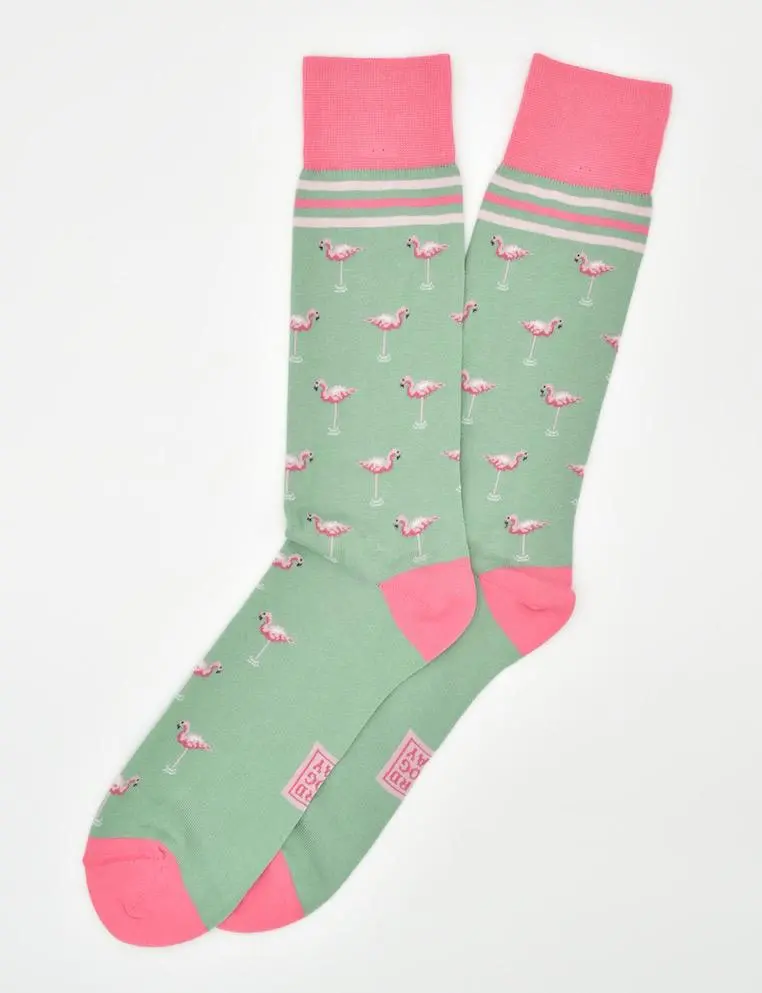Flamingo Folly Mint-Colored Socks 1
