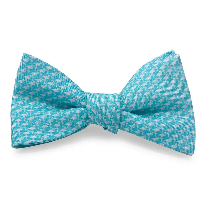 Flamingo Silhouette Aqua Bow Tie 1
