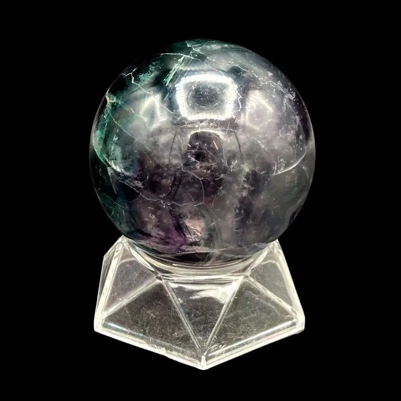 Fluorite Sphere – 3-Inch Purple-And-Green Polished Healing Orb 1