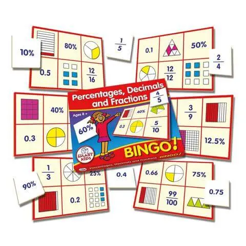 Fractions, Decimals & Percentages Bingo Game By Smart Kids 1