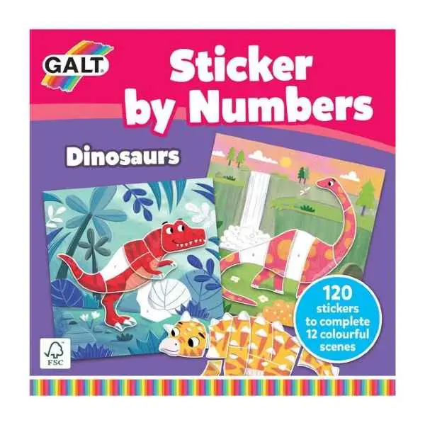 Galt Dinosaur Sticker-By-Numbers Activity Book 1
