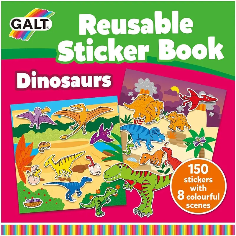 Galt Reusable Dinosaur Sticker Book – Washable & Repositionable 1