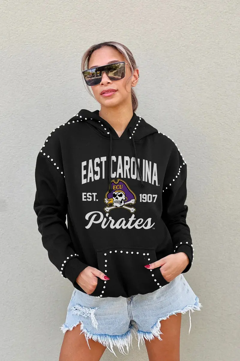 Gameday Couture East Carolina University Studded Black Hoodie – Bhi 1