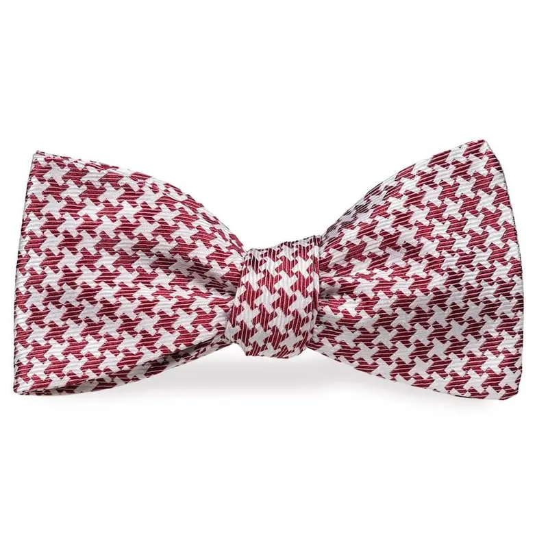 Gatsby Houndstooth Crimson Bow Tie 1