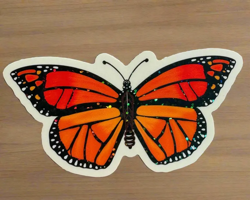 Glitter Monarch Butterfly Sticker – Sparkling Nature-Themed Decal 1