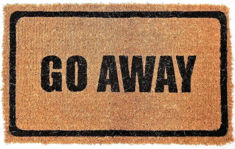 'Go Away' Handwoven Coconut Coir Doormat 1