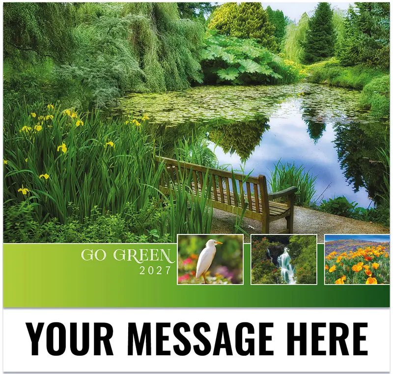 'Go Green' 2027 Eco-Conscious Calendar – Sustainability Tips & Nature Imagery 1