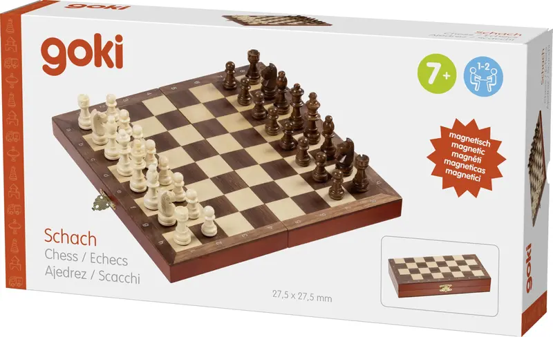 Goki Magnetic Folding Chess Set – Travel-Friendly Wooden Board Game 1