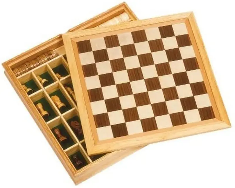 Goki Triple Strategy Game Set: Chess, Checkers & Nine Men’S Morris 1